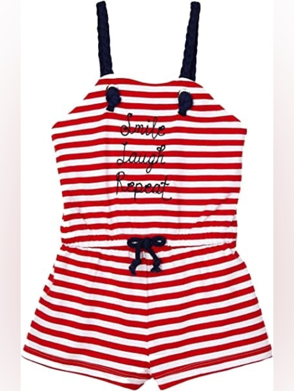 Mayoral Red and White Striped Girls Romper